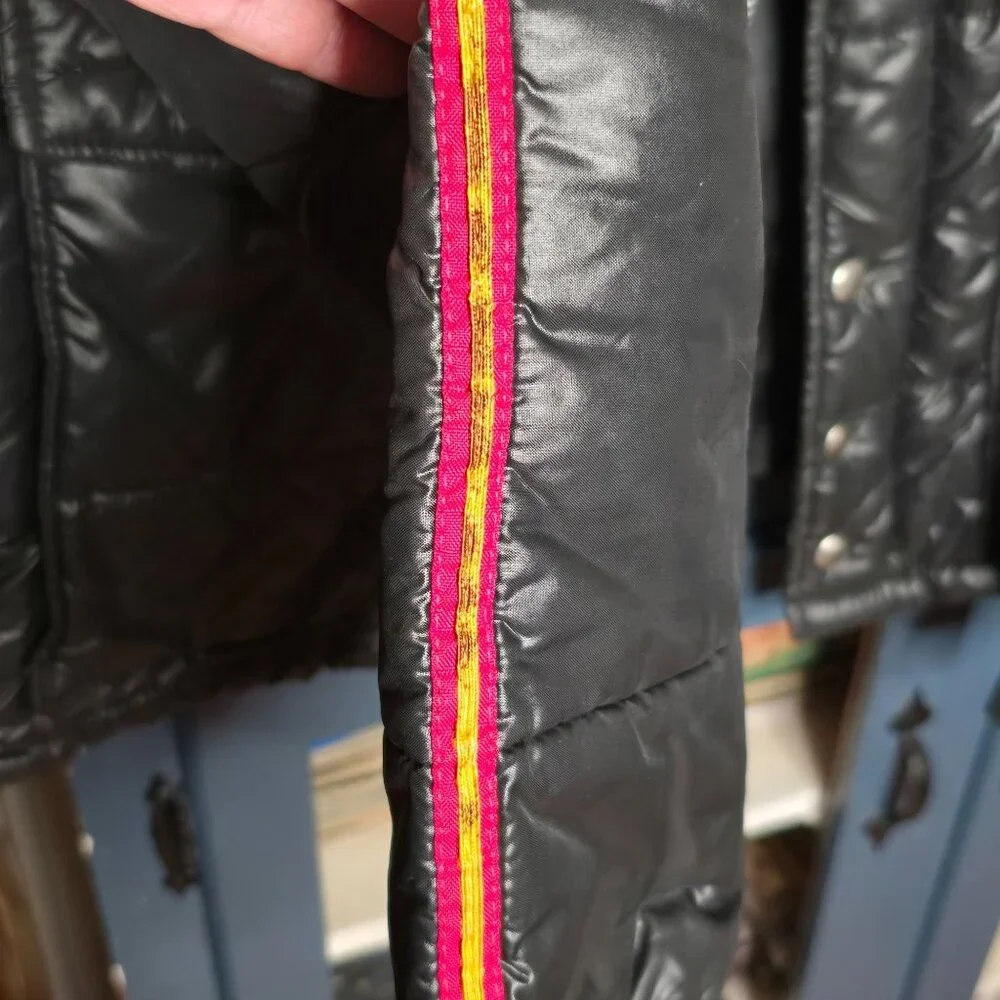 VTG Wynns Xtend Official Racing Puffer Jacket LG Black Snap Zip Closure USA 70s - Picture 12 of 14
